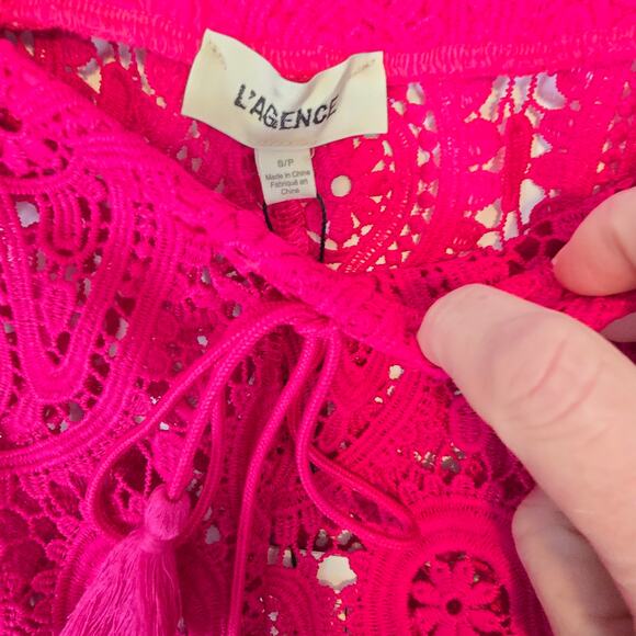 L'Agence Geraldine Paisley Crochet Cover Up Pants Elastic Drawstring Waist S NEW - Picture 5 of 9